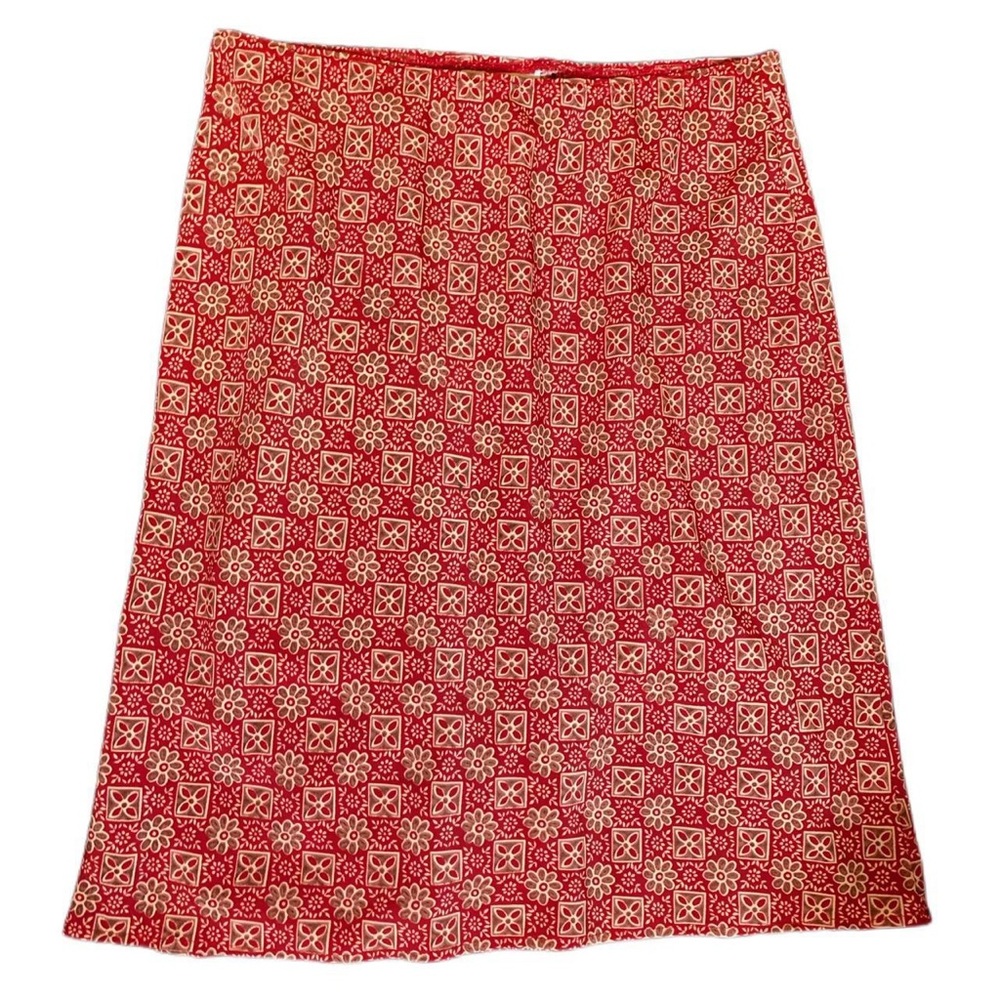 Y2K Vintage Elegant Red Geometric Midi Skirt